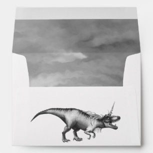 Dinocorn Chrome Silver Unicorn Horned Dinosaur Envelope