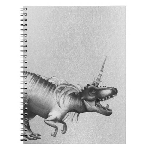 Dinocorn Chrome  Silver Unicorn Horned Dinosaur Notebook