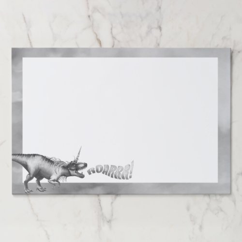 Dinocorn Chrome  Silver Unicorn Horned Dinosaur Paper Pad