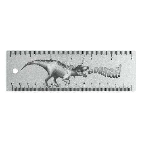 Dinocorn Chrome  Silver Unicorn Horned Dinosaur Ruler