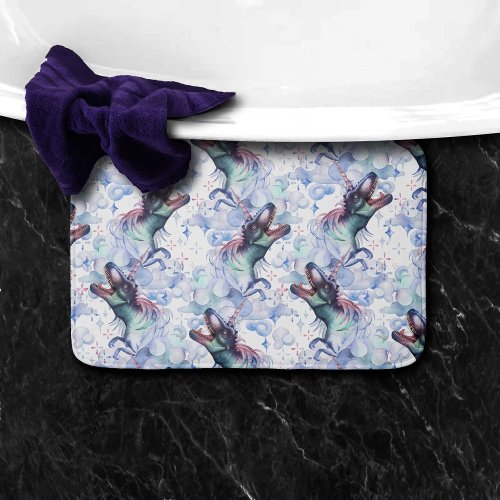 Dinocorn Clouds  Mystical Unicorn Horned Dinosaur Bath Mat