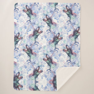 Dinocorn Clouds Mystical Unicorn Horned Dinosaur Sherpa Blanket