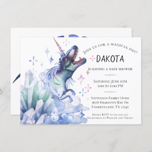 Dinocorn Crystal Colorful Fantasy Baby Shower Invitation