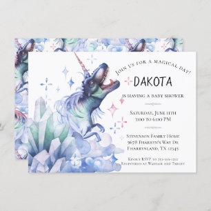 Dinocorn Crystal Dinosaur Unicorn Baby Shower Invitation