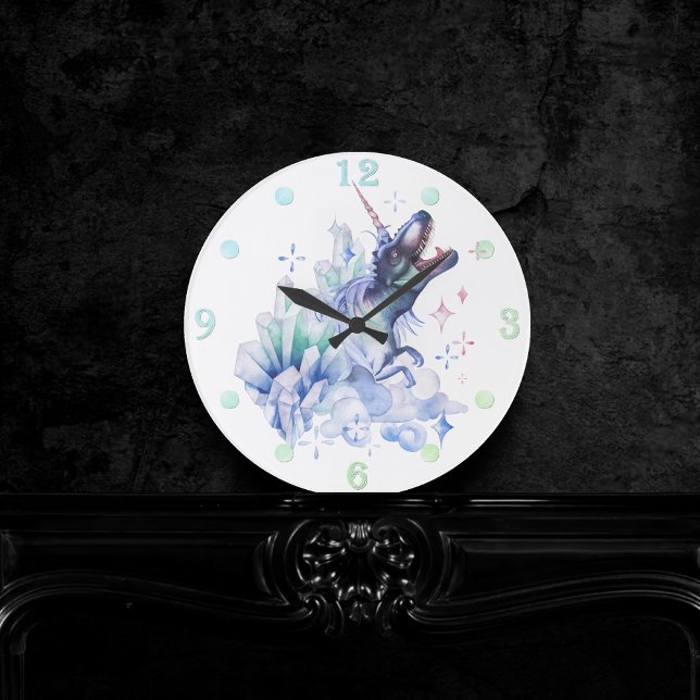 Dinocorn Crystal Dinosaur Unicorn Fantasy Unisaur Round Clock (Creator Uploaded)