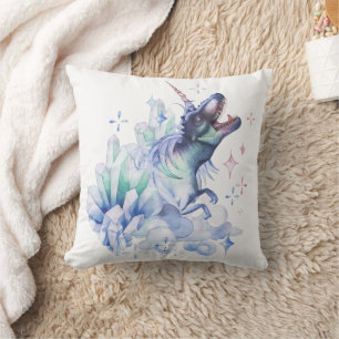 Dinocorn Crystal Dinosaur Unicorn Fantasy Unisaur Throw Pillow