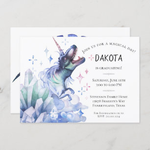 Dinocorn Crystal   Novelty Fantasy Graduation Invitation