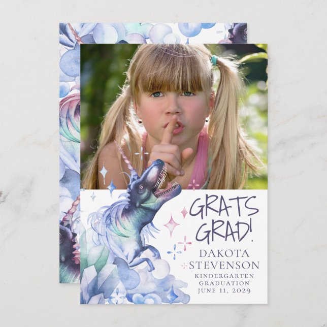Dinocorn Crystal | Novelty Magic Photo Graduation Announcement (Front/Back)