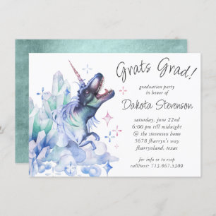 Dinocorn Crystal Unicorn Dinosaur Grad Party Invitation
