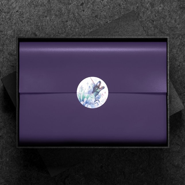 Dinocorn Crystal | Unicorn Dinosaur Mystical Party Classic Round Sticker (Creator Uploaded)