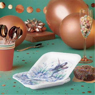 Dinocorn Crystal Unicorn Dinosaur Mystical Party Paper Plates