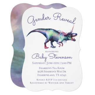Dinocorn Gender Reveal | Colorful Unicorn Dinosaur Card