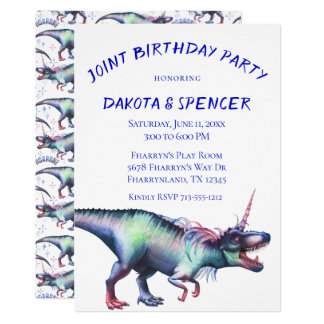 Dinocorn Joint Birthday Party | Unicorn Dinosaur Card