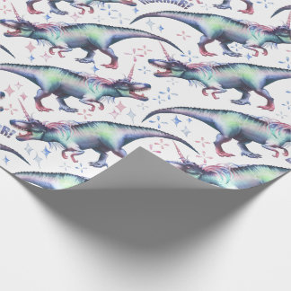 Dinocorn Party | Colorful Fantasy Dinosaur Unicorn Wrapping Paper