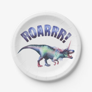 Dinocorn Party Magical Fantasy Unicorn Dinosaur Paper Plates