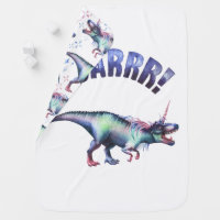 Dinocorn Roar | Fantasy Waterercolor Wordart Baby Blanket