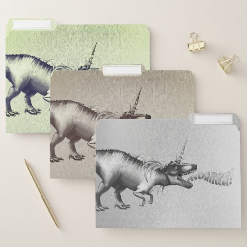 Dinocorn Roar  Monochrome Multi_Color Metallic File Folder