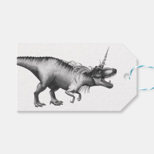 Dinocorn Silver Fantasy Unicorn Horned Dinosaur Gift Tags