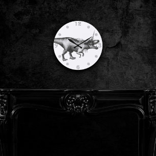 Dinocorn Silver Fantasy Unicorn Horned Dinosaur Round Clock