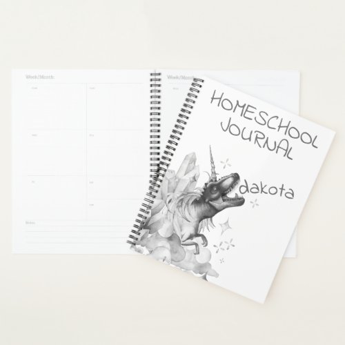 Dinocorn Silver  Unicorn Dinosaur Homeschool Planner