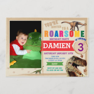 Dinodaur Birthday Invitation Dino Trex Invite