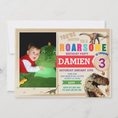 Dinodaur Birthday Invitation Dino Trex Invite