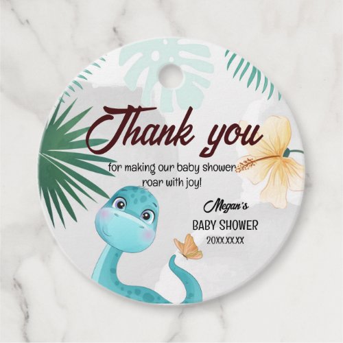 Dinomite baby shower favor tags
