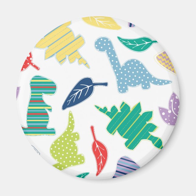 Dinomite! Cute Colorful Dinosaur Pattern Magnet (Front)