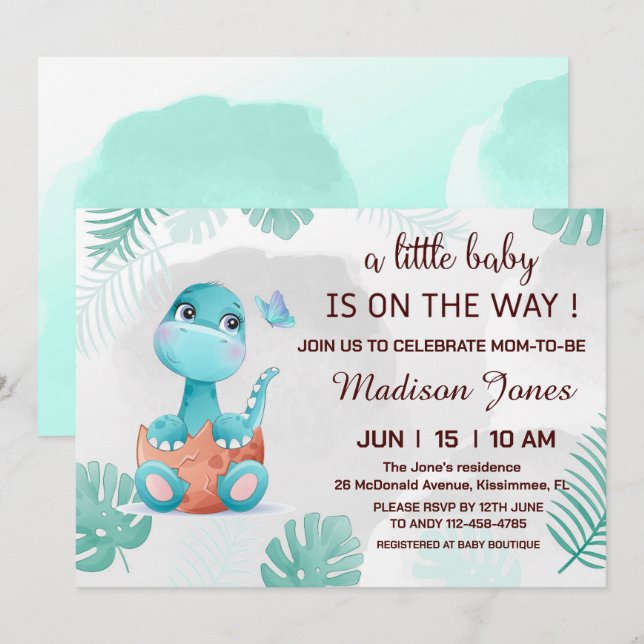 Dinomite cute Dinosaur Baby shower Invitation (Front/Back)