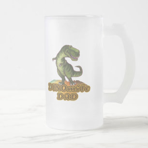 Dinomite Dad Frosted Glass Beer Mug