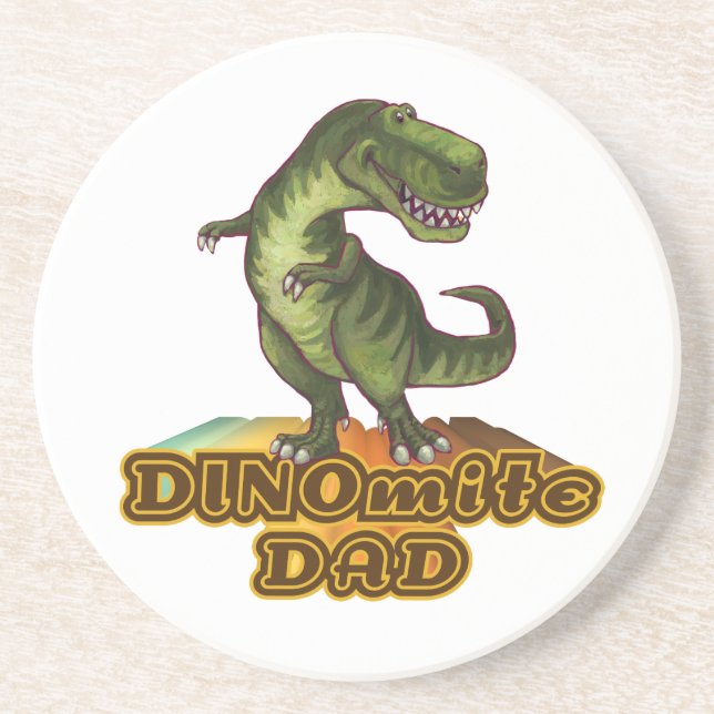 Dinomite Dad Sandstone Coaster (Front)