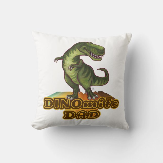 Dinomite Dad Throw Pillow (Front)