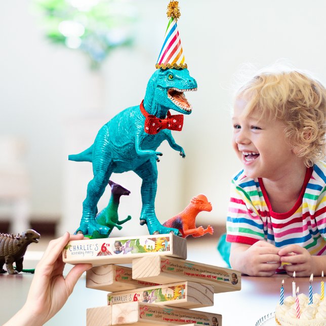 DINOMITE Dinosaur Birthday Party Custom Name Photo Topple Tower (Creator Uploaded)