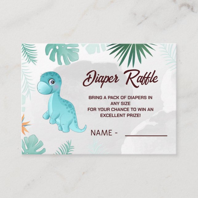 Dinomite Dinosaur Diaper Raffle Enclosure Card (Front)