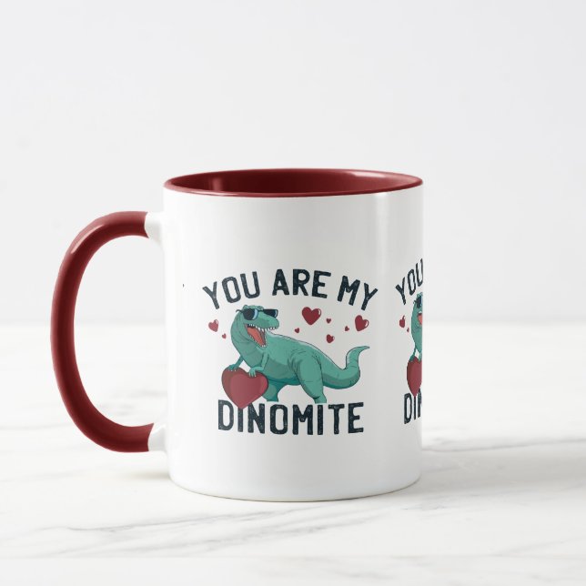 Dinomite Valentine Humor T-Rex Mug (Left)