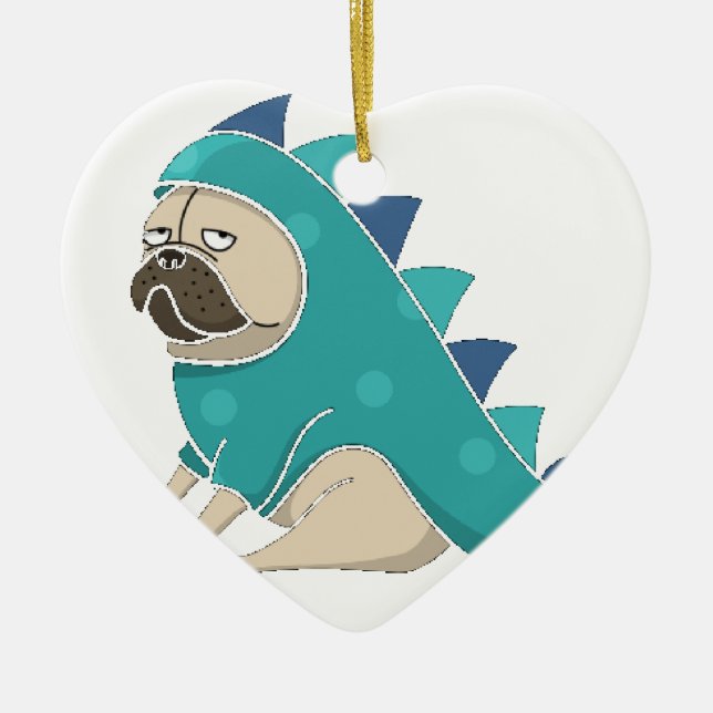 dinopug ceramic ornament (Front)