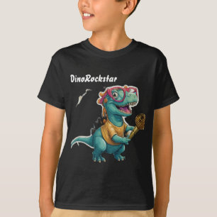 DinoRockstar dinosaur with glasses and golden mic  T-Shirt