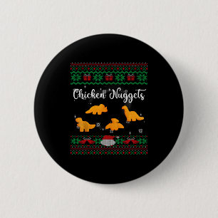 Dinos Chicken Nuggets Ugly Christmas Sweater Funny Button