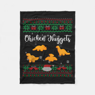 Dinos Chicken Nuggets Ugly Christmas Sweater Funny Fleece Blanket
