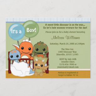 Dinos DINOSAUR Baby Shower invitation boy DAPC
