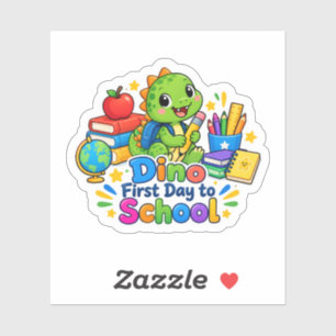 Dino's First Day at School Cute Dinosaur Sticker