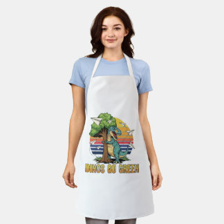 Dinos Go Green – Retro Eco Dinosaur Design Apron