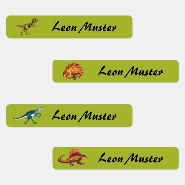Dinos - green | 96 narrow kids' labels (Group)