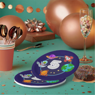 Dinos in Space Paper Plates