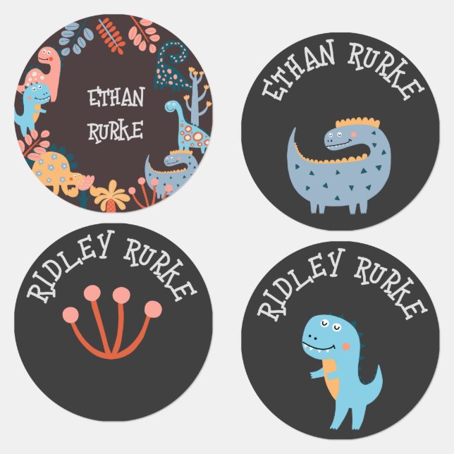 Dinos let's roar kids clothing label (Group)