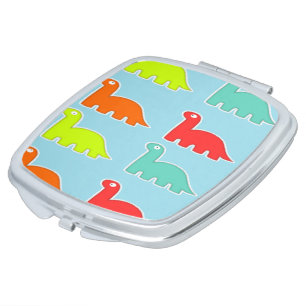 Dinos on blue compact mirror
