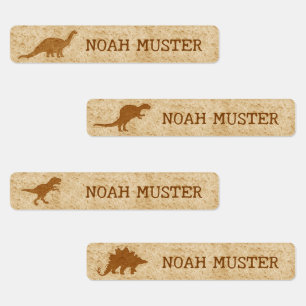Dinos on stone - brown 96 narrow kids' labels