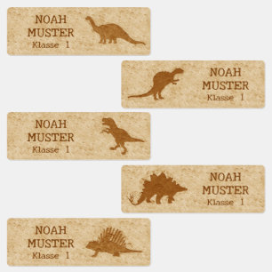 Dinos on stone - brown kids' labels
