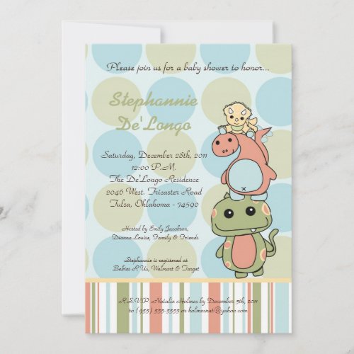 Dinos Play Dinosaurs T Rex Baby Shower Invitation