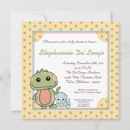 Dinos Play Dinosaurs T Rex Baby Shower Invitation